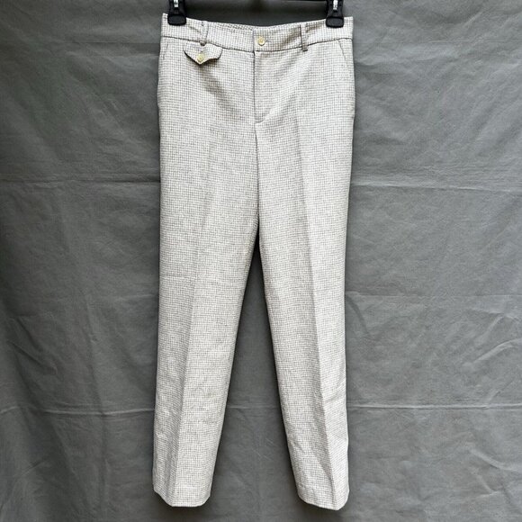 Lauren Ralph Lauren Size 4 Wool Blend Gray Houndstooth Dress Pants - Picture 1 of 6